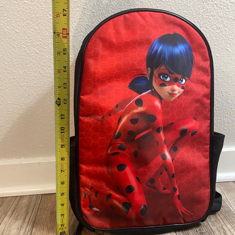 Miraculous Ladybug Backpack Red Black Kids School‎ Travel Bag - Picture 6 of 6